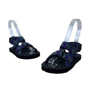Islander Kids Purple & Green Patterned Design Adjustable Strap Sandals